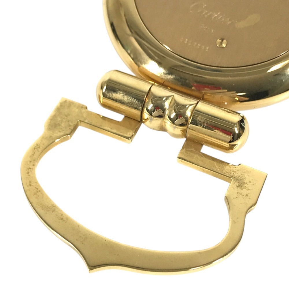 CARTIER 不明 Logo Watch Travel Clock Corize Desk Clock Interior Table clock Gold Plated Gold Used