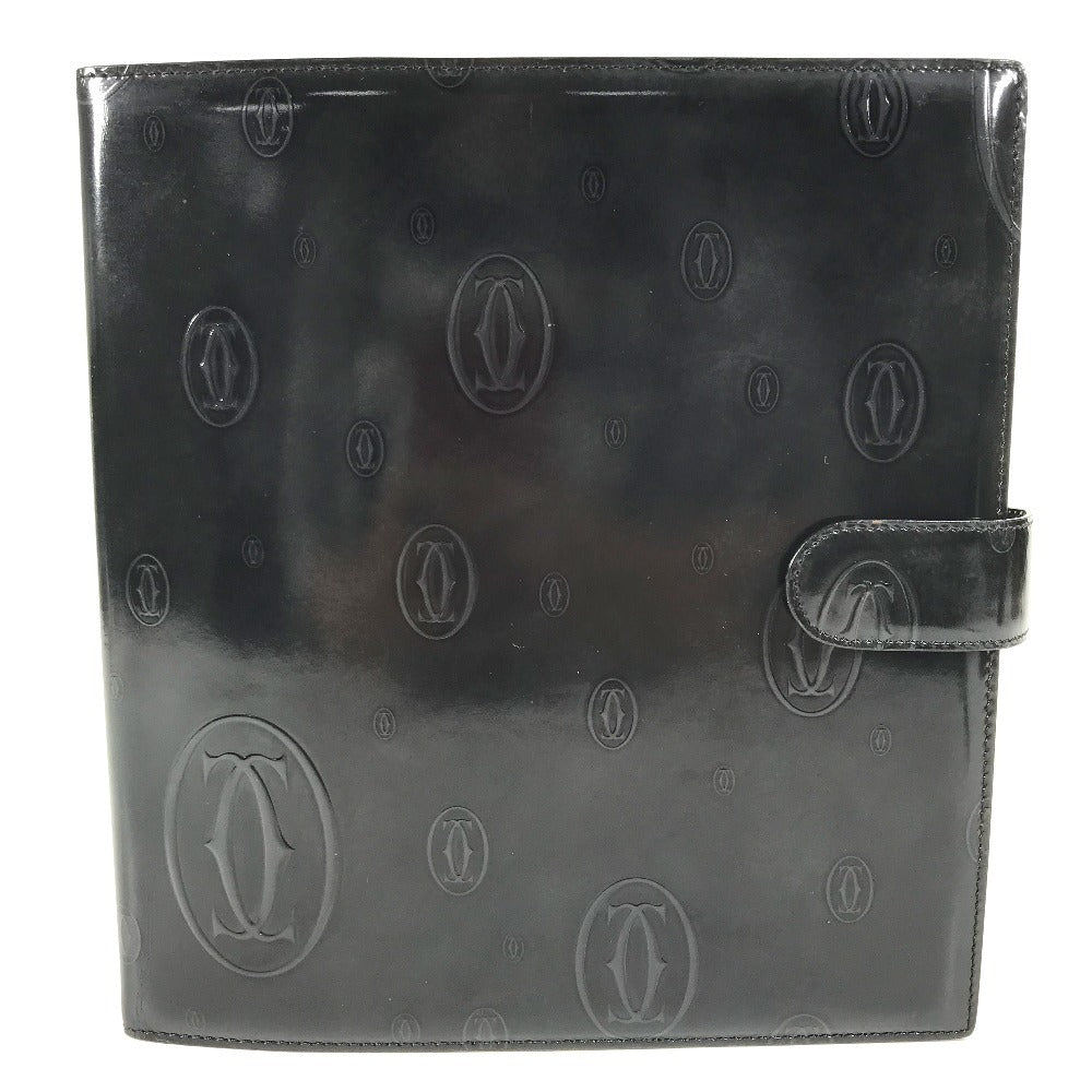 CARTIER Happy Birthday Logo (Extra Large) System Planner Stationery Notepad Notebook cover Leather Black Used