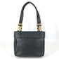 VERSACE vintage Logo Sunburst Bag Tote Bag shawl Shoulder Bag Embossed Leather Black/GoldHardware Used