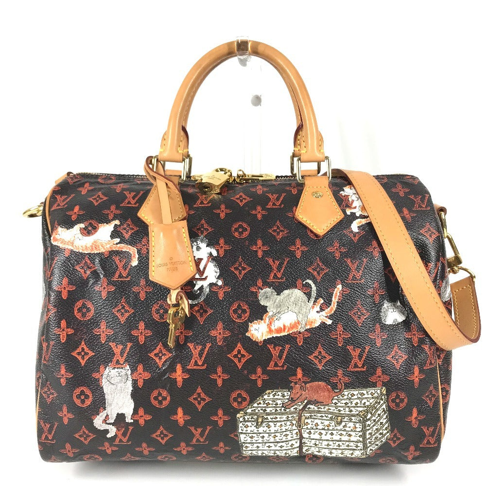 LOUIS VUITTON M44401 Monogram Catgram Cat SpeedyBandouliere30NM 2WAY Bag Shoulder Bag Mini Duffle Bag Hand Bag MonogramCanvas Brown/Orange Used
