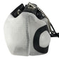 JIMMY CHOO JUNO Mesh Logo Crossbody bag, Chain Crossbody bag, Drawstring bag Shoulder Bag Mesh / Leather Black/White Used