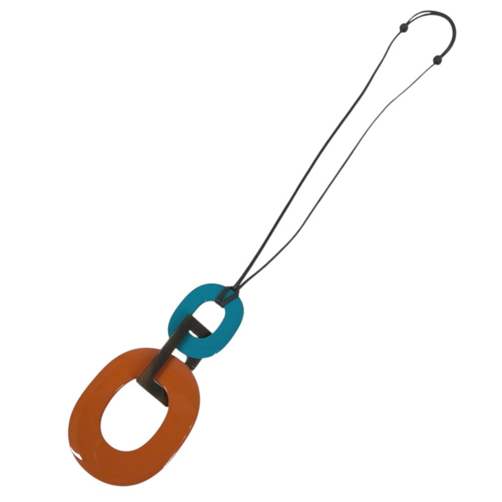 HERMES Buffalo horn Isamu Isamu 2-piece set Accessories Jewelry Choker Necklace Buffalo horn Orange/blue Used