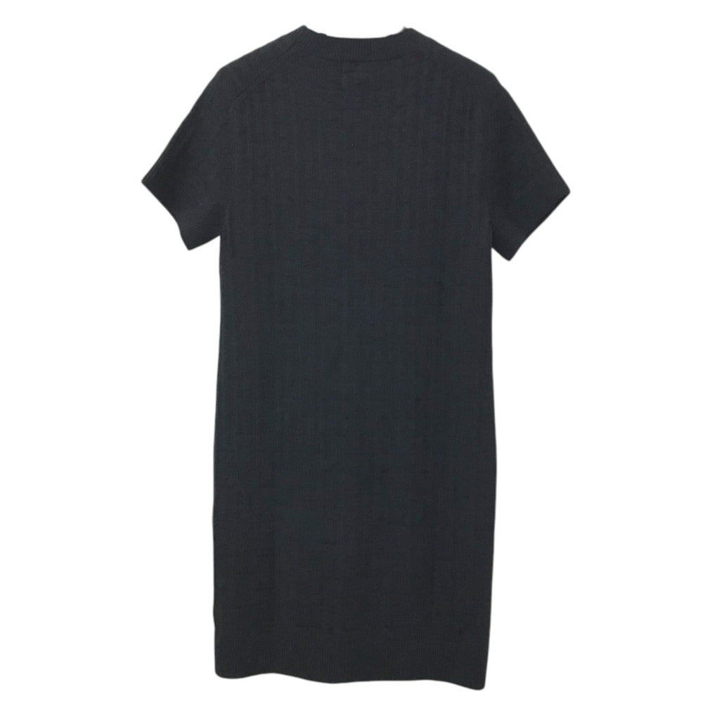 HERMES 3E2515DB H logo Apparel Short-sleeved Dress wool Black Used