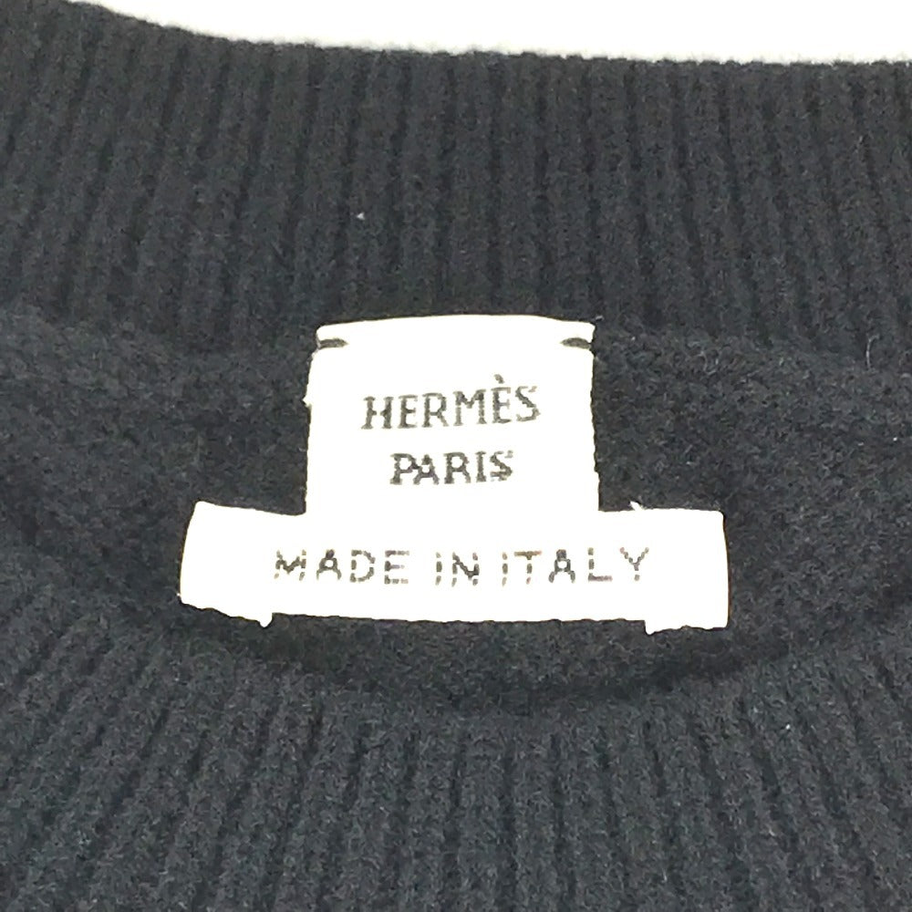 HERMES 3E2515DB H logo Apparel Short-sleeved Dress wool Black Used