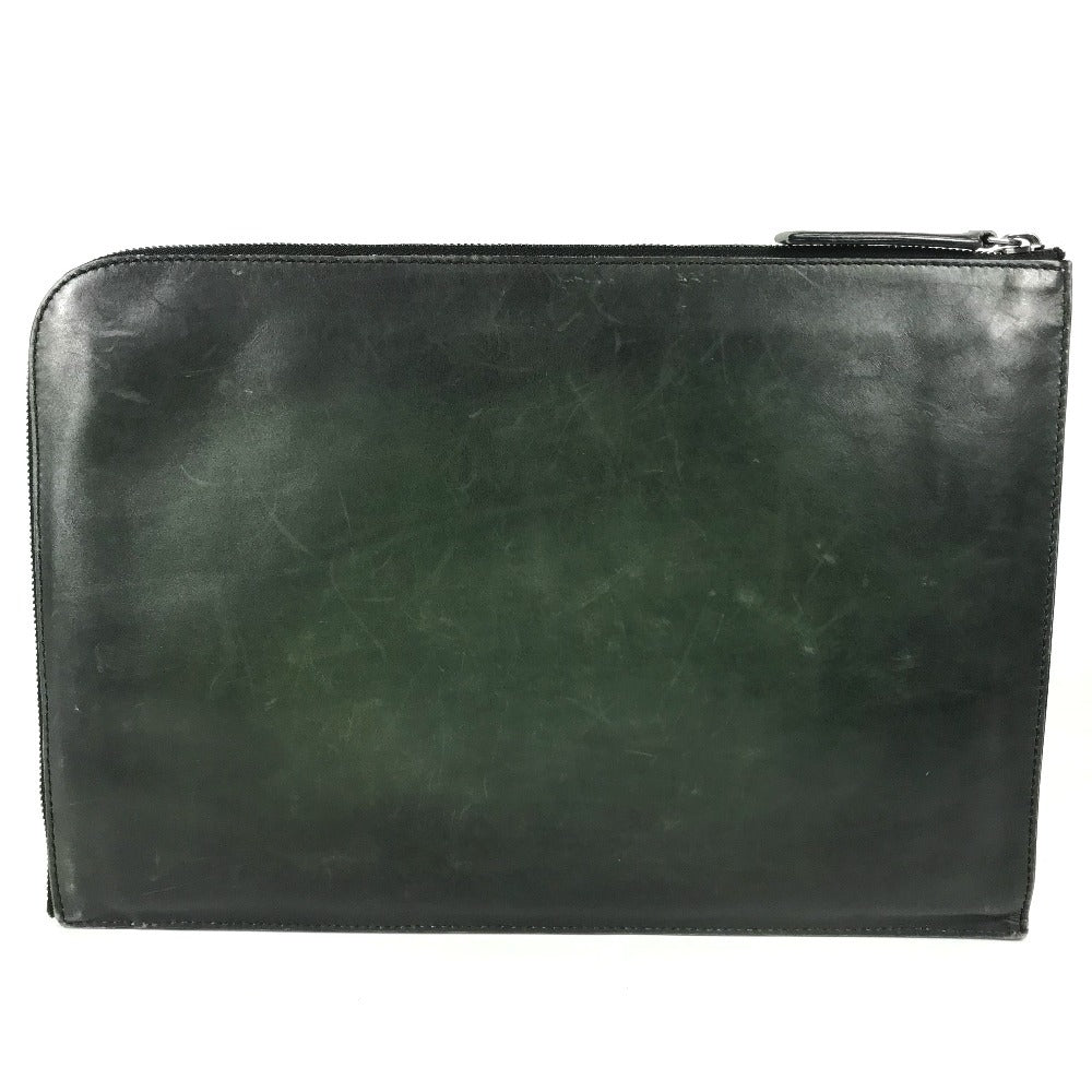 Berluti Nino XL NINO Calligraphy Logo Scritto Bag, L-shaped zipper, cluch bag, pouch Clutch bag Leather Green Used