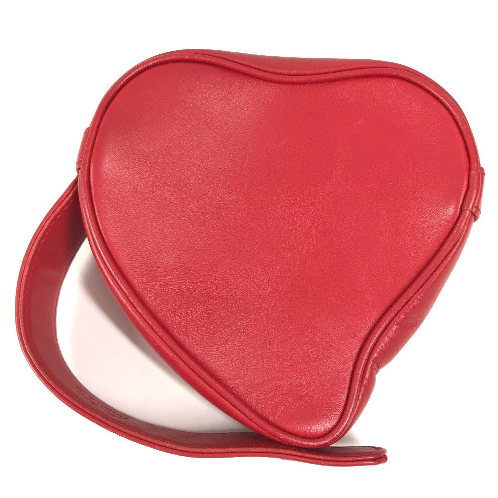 TIFFANY&Co. Heart Clutch Bag Makeup pouch makeup cosmetics Pouch Leather Red Used