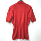 HERMES vintage Serie logo button Short-sleeved apparel top with collar knit cotton / Nylon Red Used