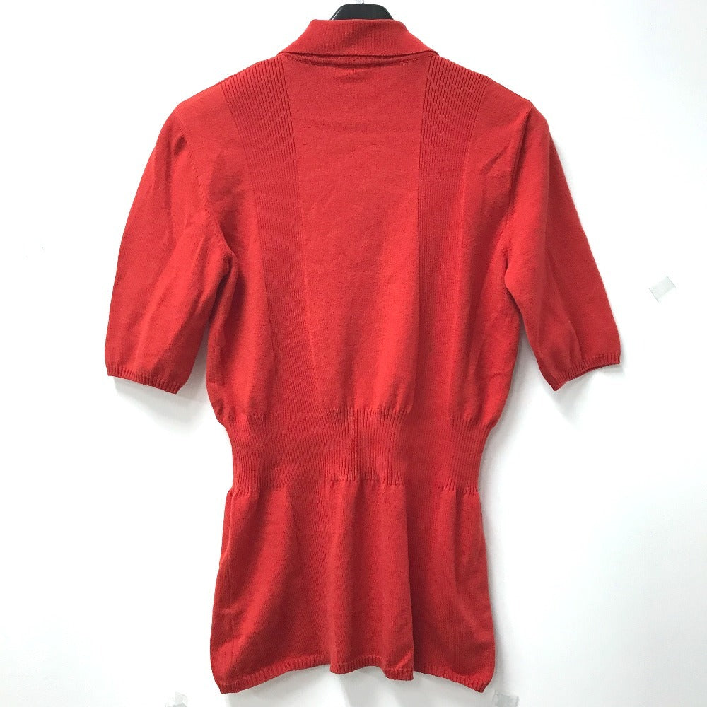HERMES vintage Serie logo button Short-sleeved apparel top with collar knit cotton / Nylon Red Used