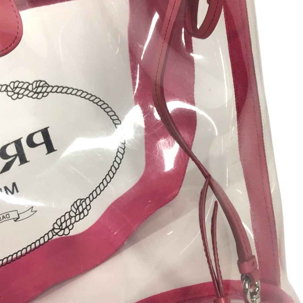 PRADA With porch Canapaplex Logo Tote Bag, 2-Way Bag, Shoulder Bag, Crossbody Bag Hand Bag Vinyl/Leather pink/clear Used