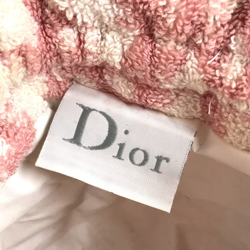 Dior pile Trotter Logo Drawstring Pouch Makeup pouch makeup cosmetics Pouch cotton pink/White Used