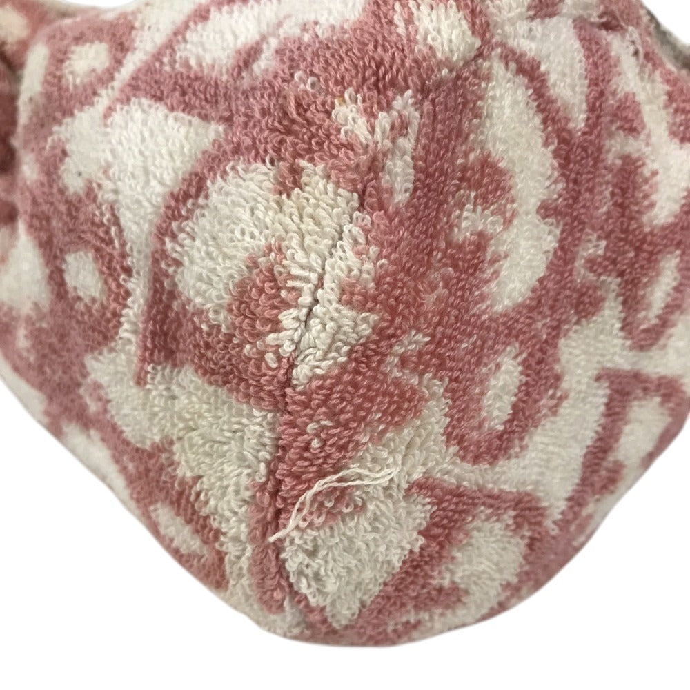 Dior pile Trotter Logo Drawstring Pouch Makeup pouch makeup cosmetics Pouch cotton pink/White Used