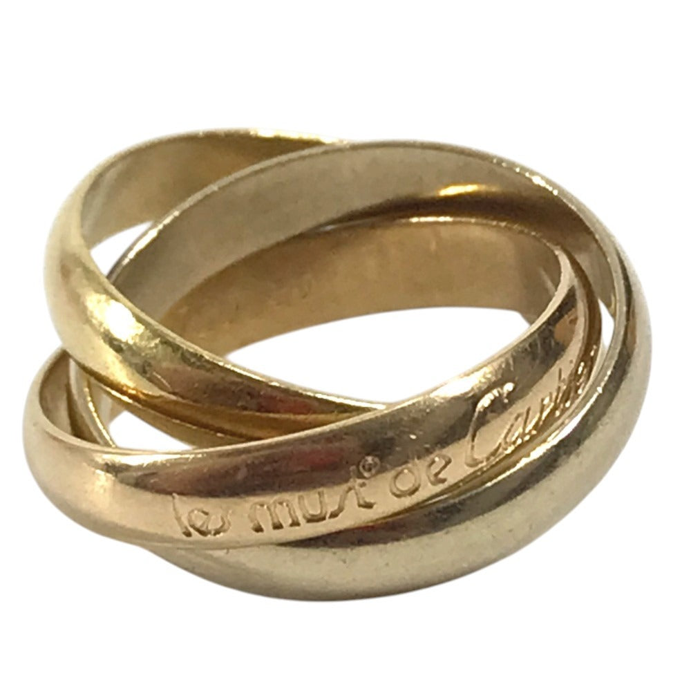 CARTIER K18 Gold 18K Trinity logo Triple-strand accessory jewelry Ring YG750 Gold/Silver Used