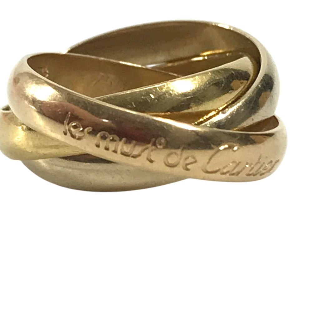 CARTIER K18 Gold 18K Trinity logo Triple-strand accessory jewelry Ring YG750 Gold/Silver Used