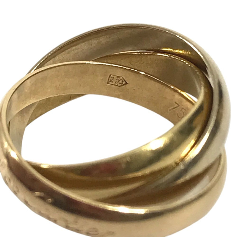 CARTIER K18 Gold 18K Trinity logo Triple-strand accessory jewelry Ring YG750 Gold/Silver Used