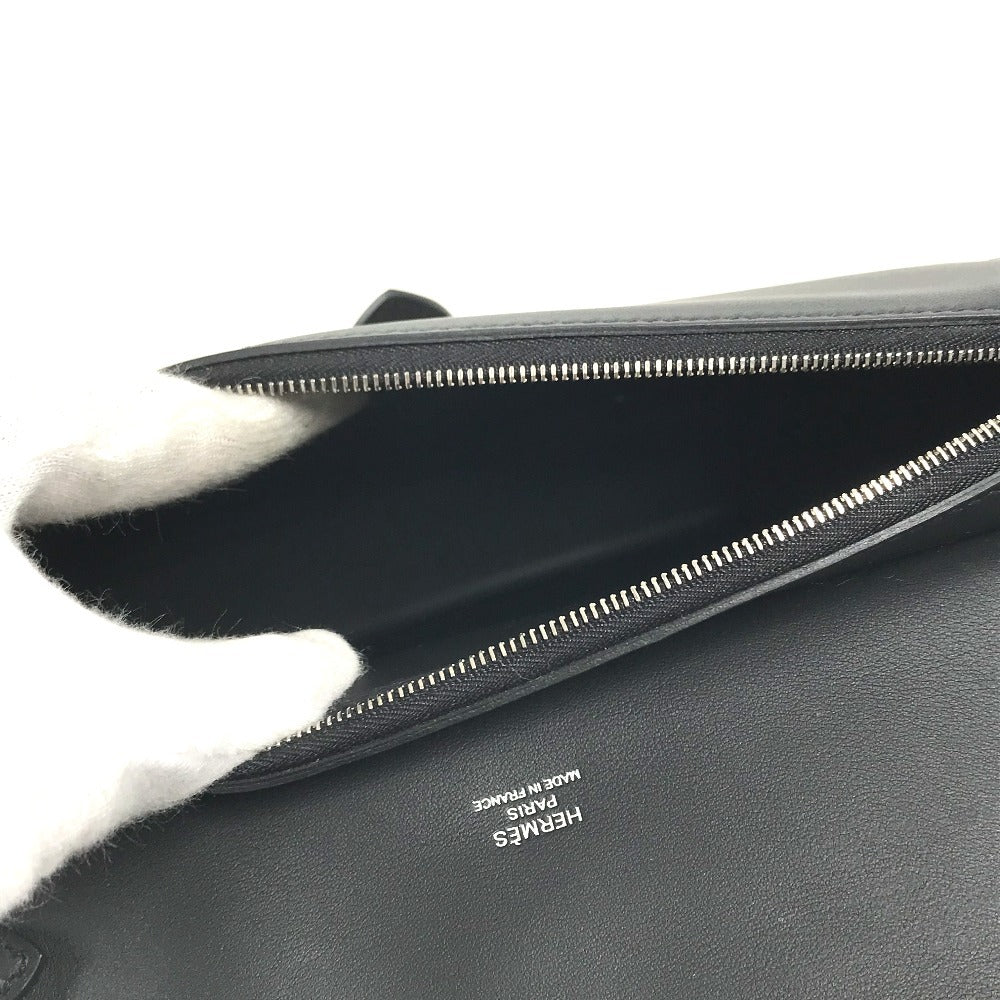 HERMES Leather Equipier 3-Way Bag Clutch Bag Flap Pochette Crossbody Shoulder Bag Swift Black/SilverHardware Used