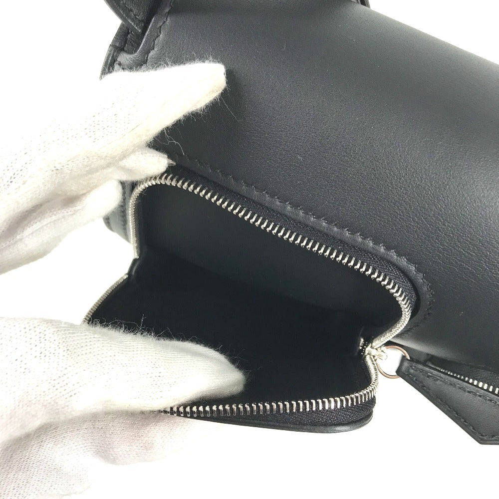 HERMES Leather Equipier 3-Way Bag Clutch Bag Flap Pochette Crossbody Shoulder Bag Swift Black/SilverHardware Used