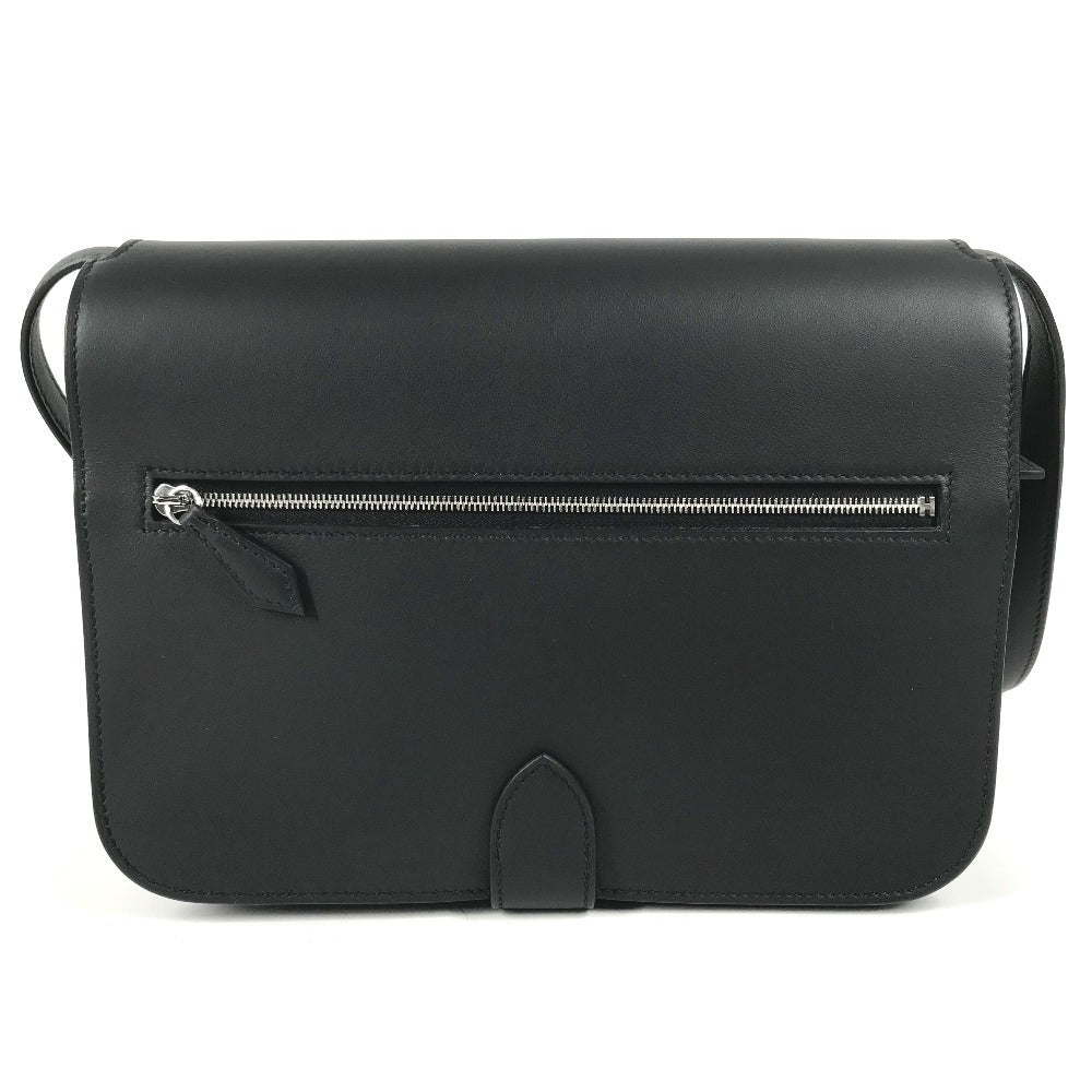 HERMES Leather Equipier 3-Way Bag Clutch Bag Flap Pochette Crossbody Shoulder Bag Swift Black/SilverHardware Used