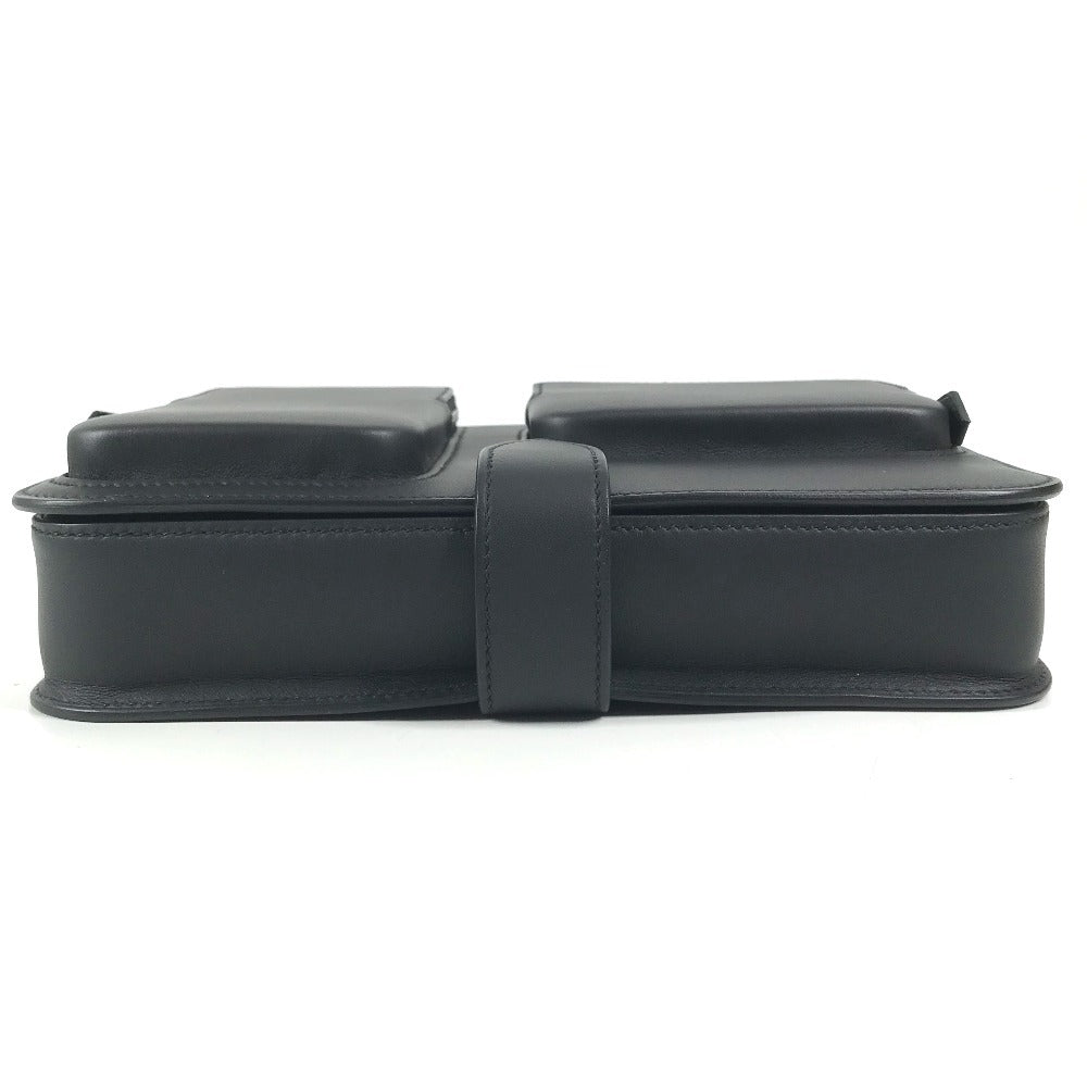 HERMES Leather Equipier 3-Way Bag Clutch Bag Flap Pochette Crossbody Shoulder Bag Swift Black/SilverHardware Used