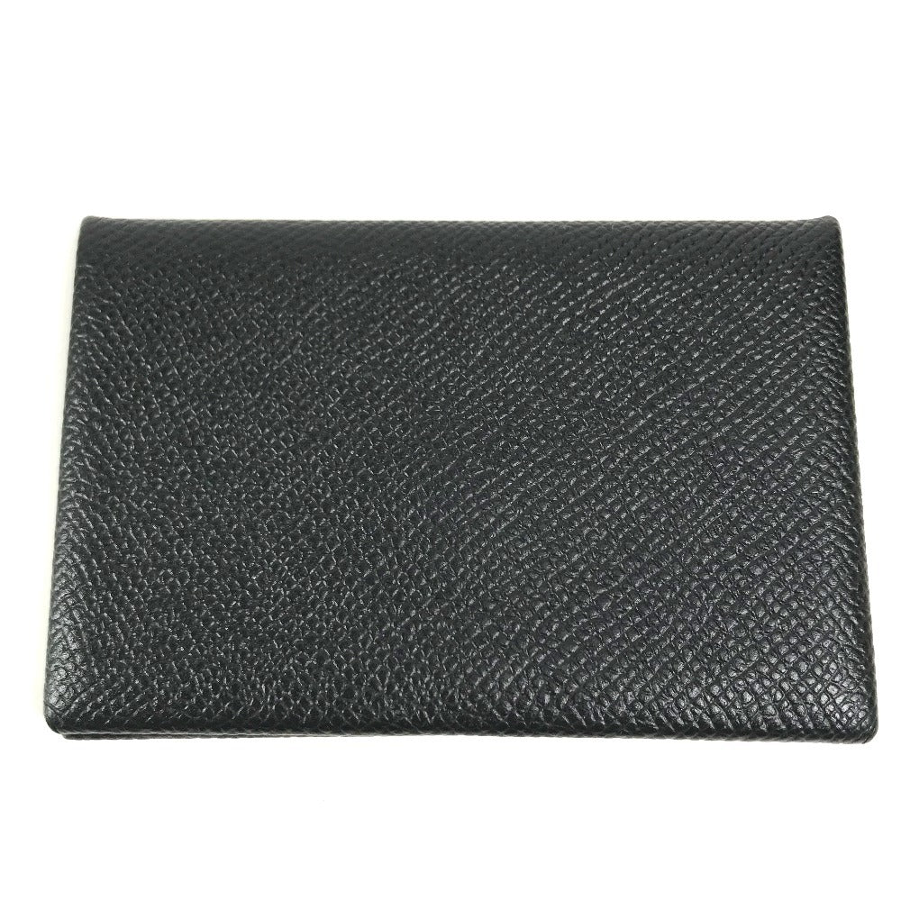 HERMES Calvi Business Card Holder Pass Case Folded Card Case Epsom Black Used