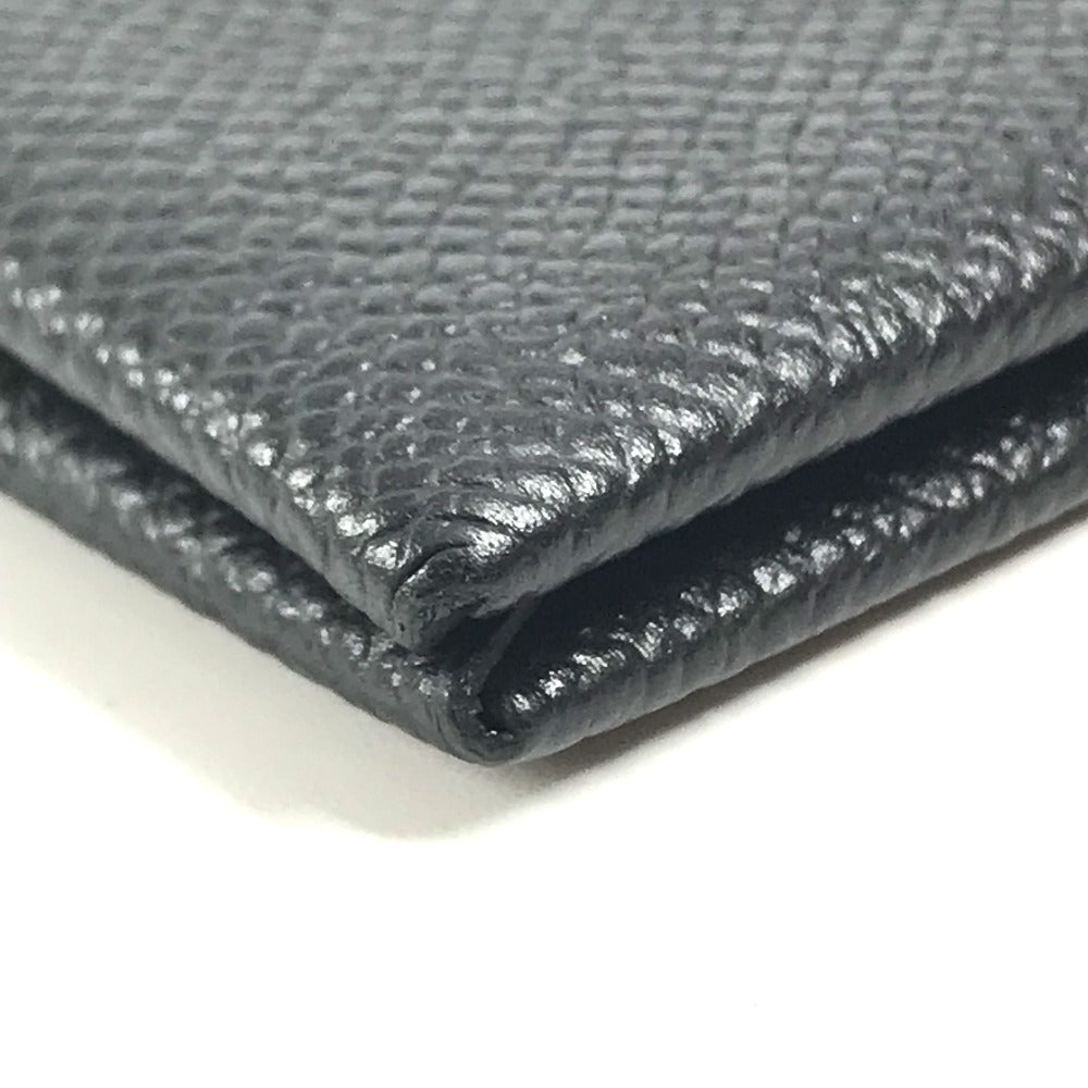 HERMES Calvi Business Card Holder Pass Case Folded Card Case Epsom Black Used