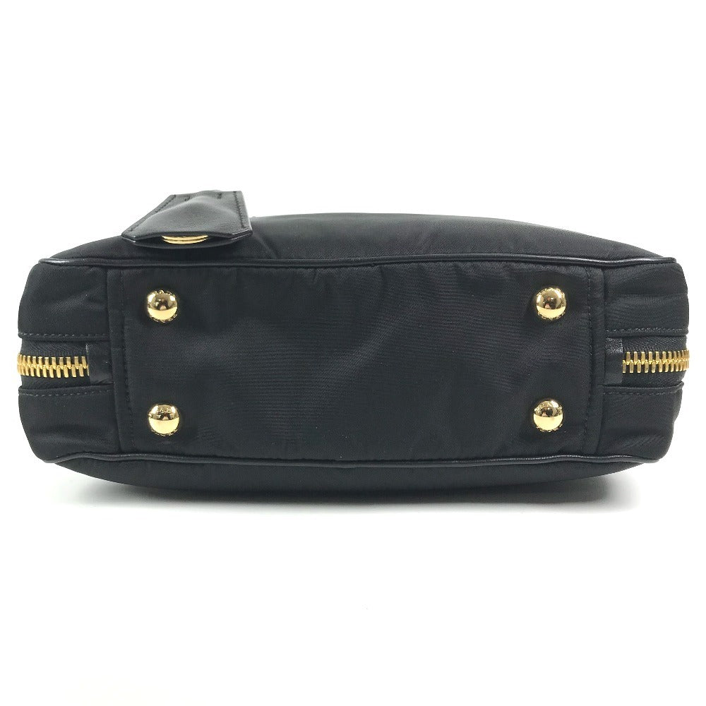 PRADA 1BB121 Tote Bag triangle logo triangle logo plate Shoulder bag, Double Chain Chain bag Shoulder Bag Leather / Nylon Black/GoldHardware Used