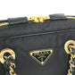 PRADA 1BB121 Tote Bag triangle logo triangle logo plate Shoulder bag, Double Chain Chain bag Shoulder Bag Leather / Nylon Black/GoldHardware Used