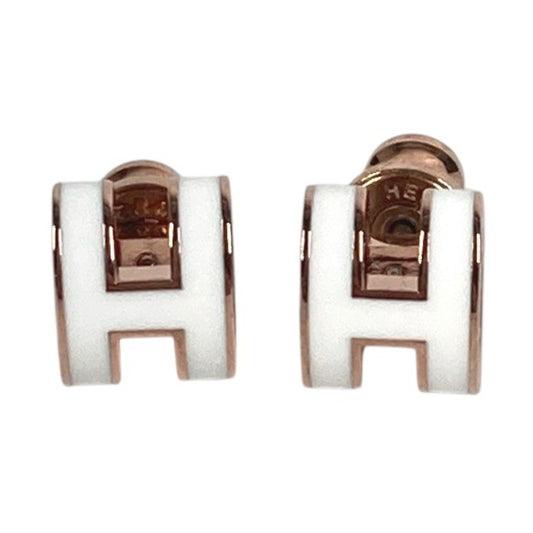 HERMES Pop Ash Mini H Logo Mini Pierce Accessories Pierce Metal White/Pink Gold Used