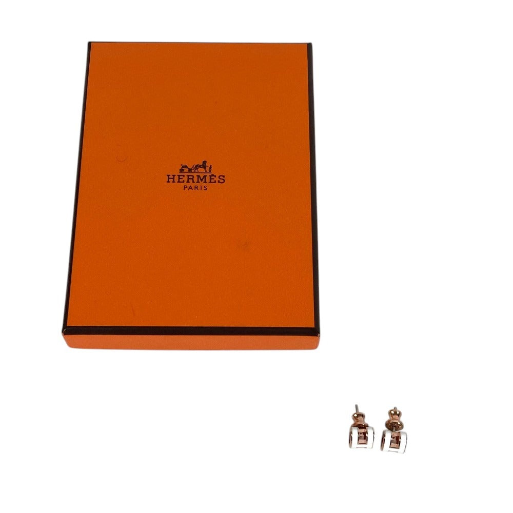 HERMES Pop Ash Mini H Logo Mini Pierce Accessories Pierce Metal White/Pink Gold Used