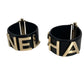 CHANEL B19S CC Logo CC Mark 2-Pack (2-pack) Bangle Accessories Thick Bangle Bracelet Leather Black/Gold Used