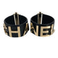 CHANEL B19S CC Logo CC Mark 2-Pack (2-pack) Bangle Accessories Thick Bangle Bracelet Leather Black/Gold Used
