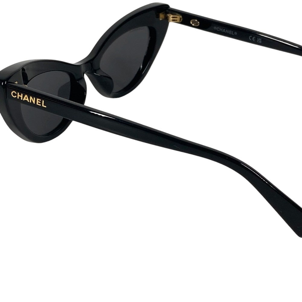 CHANEL A71760 X08101 S2214 Logo CC CC Mark Rectangle Shape Sunglasses Eyewear, glasses, eyeglasses sunglasses acetate Black/Gold Used