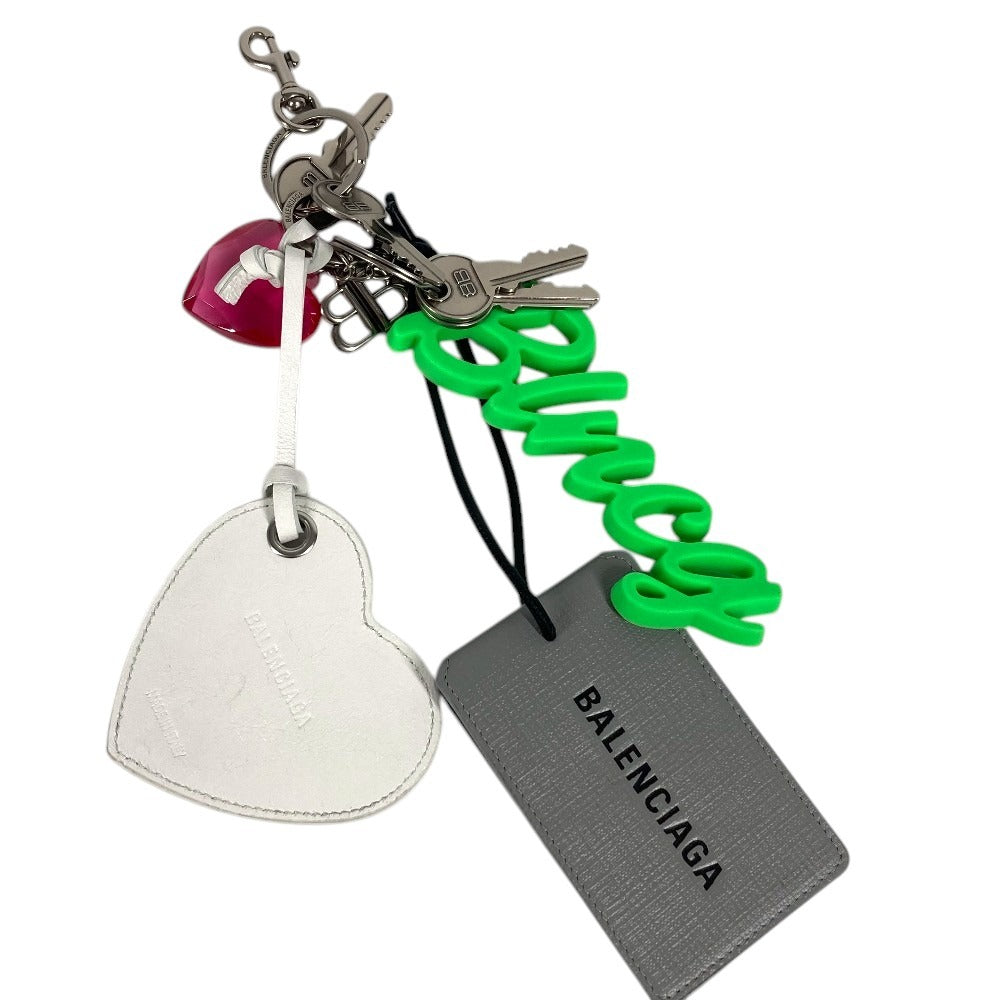 BALENCIAGA 793474 Heart Key Card Case Mirror AKI CHARM Bag Charm Key Holder Leather / Metal Multicolore Used