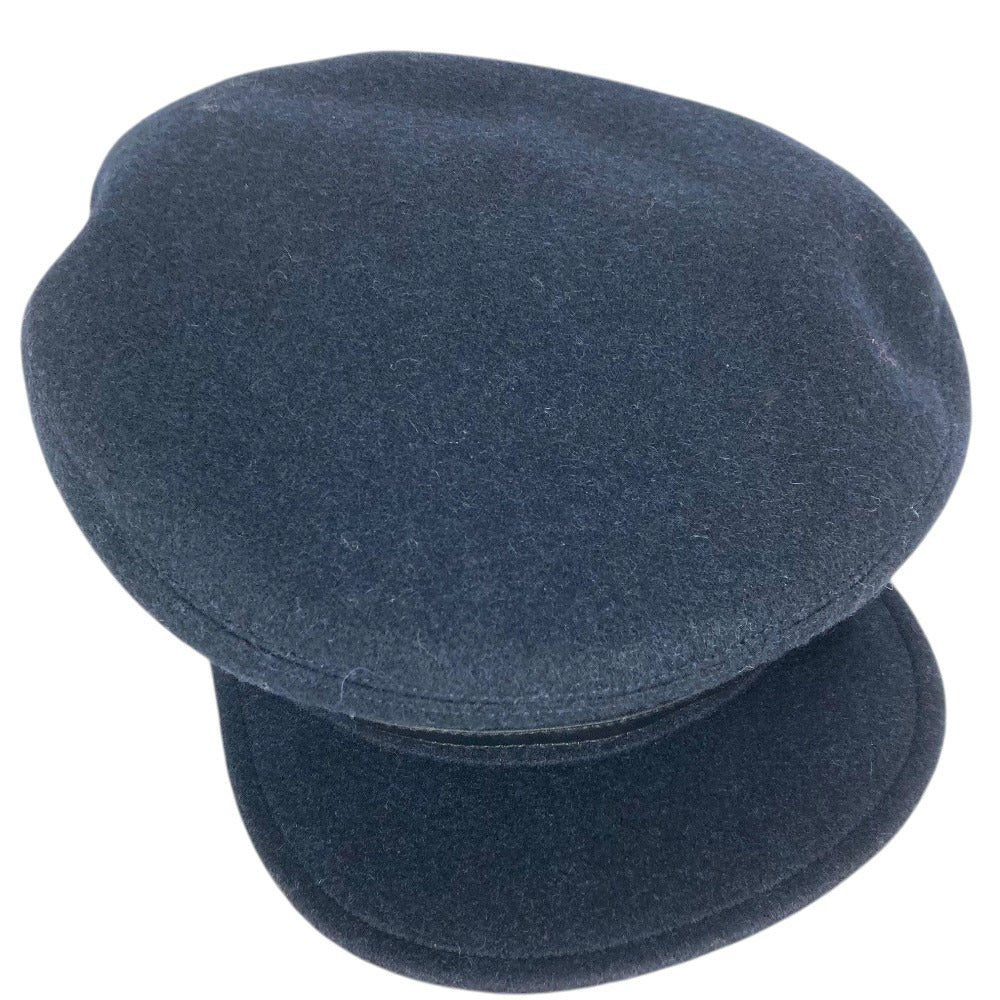 HERMES Serie logo Hat apparel Casquette wool Navy Used