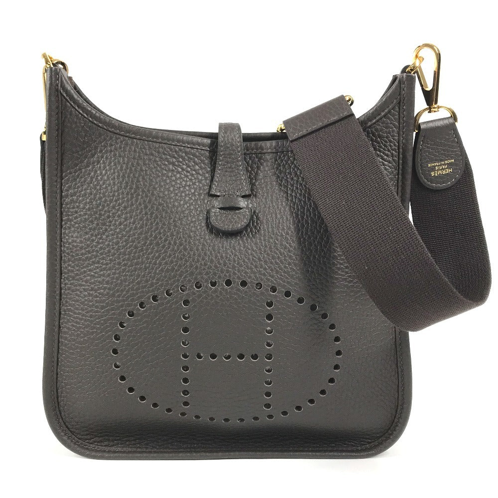 HERMES Evelyne23 Evelyne 23 Crossbody bag with perforated logo Shoulder Bag Taurillon Clemence Evennes Brown/GoldHardware Used