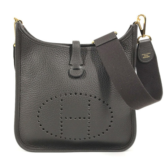 HERMES Evelyne23 Evelyne 23 Crossbody bag with perforated logo Shoulder Bag Taurillon Clemence Evennes Brown/GoldHardware Used