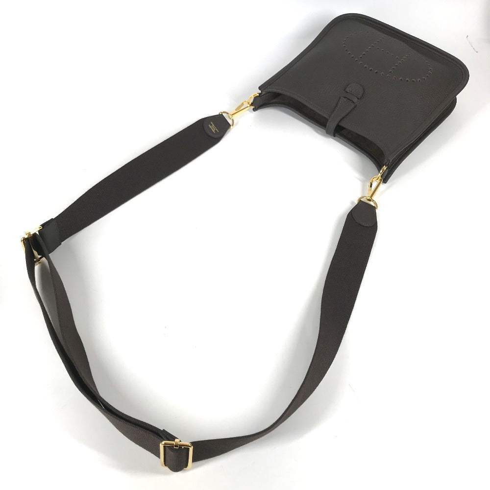 HERMES Evelyne23 Evelyne 23 Crossbody bag with perforated logo Shoulder Bag Taurillon Clemence Evennes Brown/GoldHardware Used