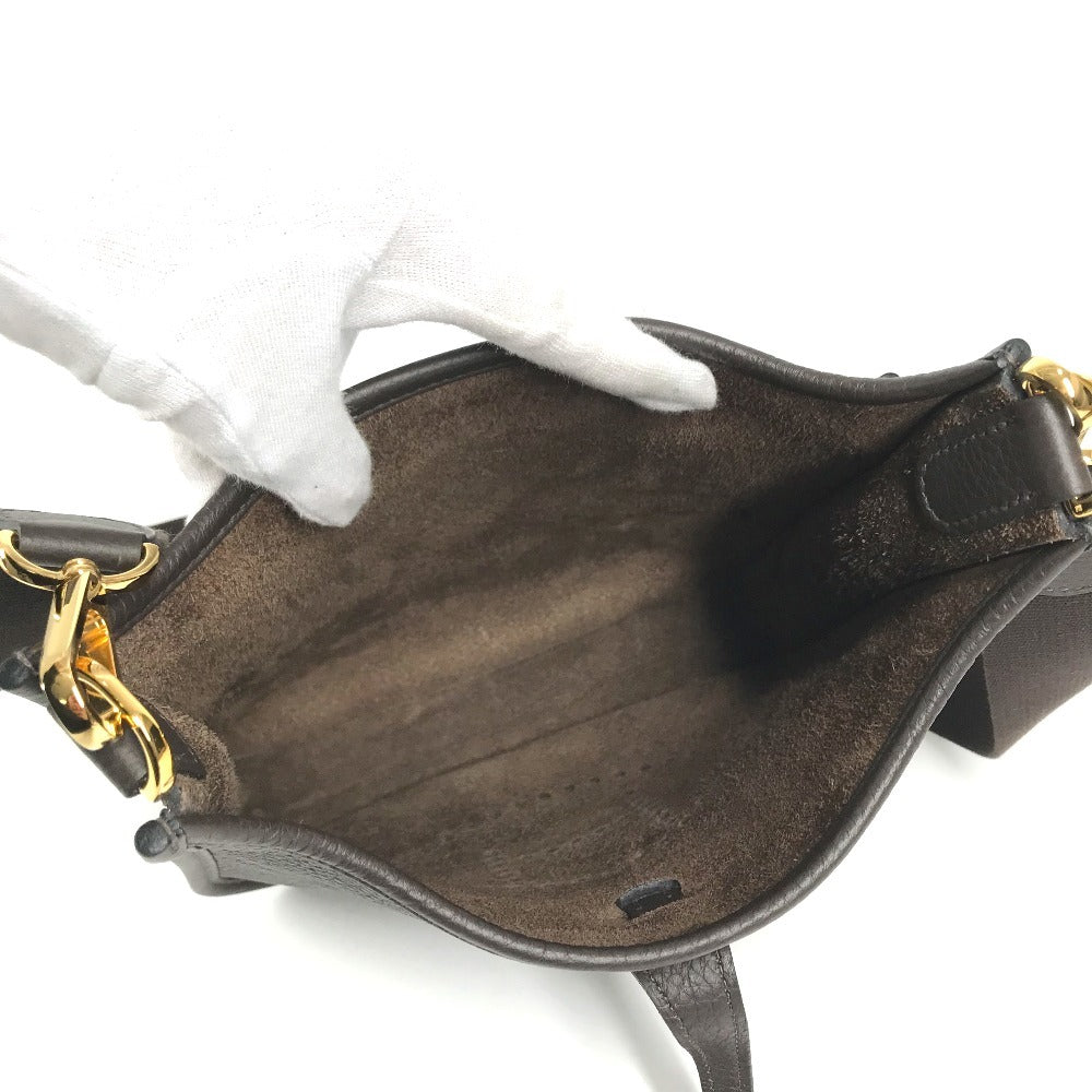 HERMES Evelyne23 Evelyne 23 Crossbody bag with perforated logo Shoulder Bag Taurillon Clemence Evennes Brown/GoldHardware Used