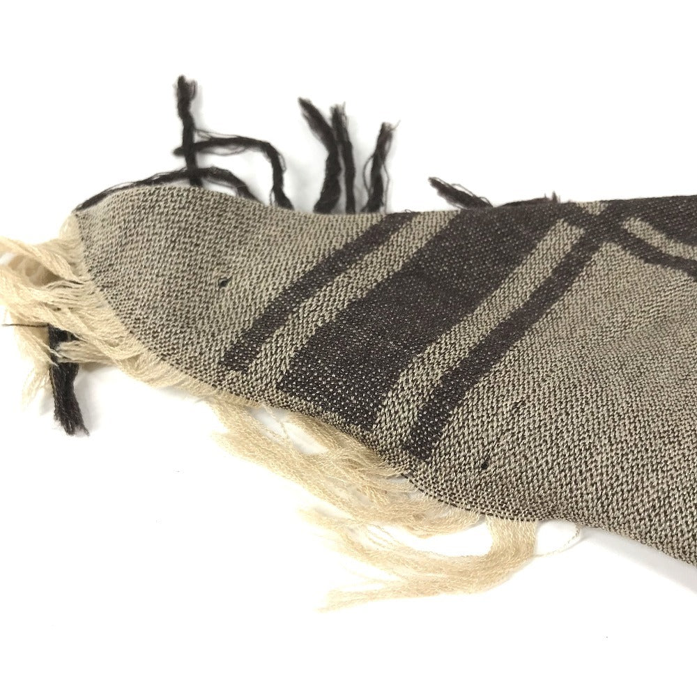 GUCCI GG logo Fur shawl, shawl, tippet All-over print stole/shawl scarf with fringe shawl wool / silk Brown Used
