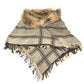 GUCCI GG logo Fur shawl, shawl, tippet All-over print stole/shawl scarf with fringe shawl wool / silk Brown Used