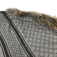 GUCCI GG logo Fur shawl, shawl, tippet All-over print stole/shawl scarf with fringe shawl wool / silk Brown Used