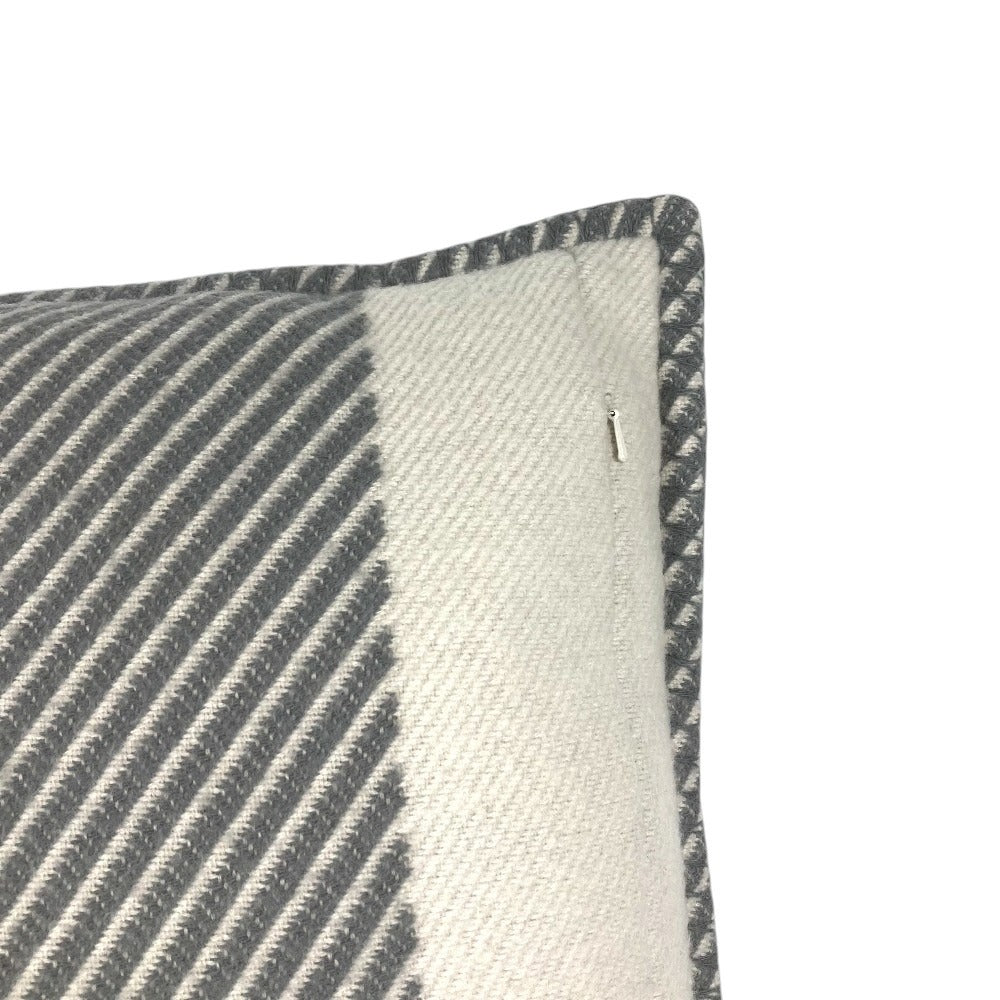 HERMES Square square H Riviera interior pillow pillow cushion Wool / Cashmere gray/White Used