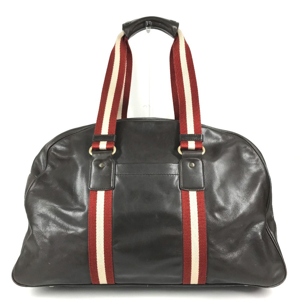 BALLY logo Bag, Tote Bag, Travel Bag, Shoulder Bag Duffle Bag Leather Brown/Red Used