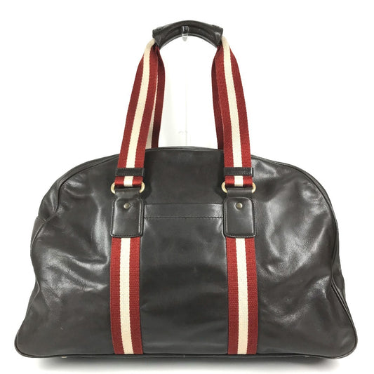 BALLY logo Bag, Tote Bag, Travel Bag, Shoulder Bag Duffle Bag Leather Brown/Red Used