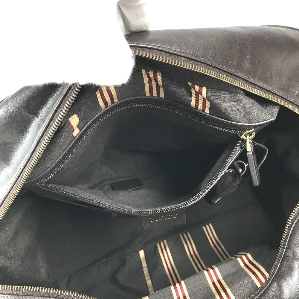 BALLY logo Bag, Tote Bag, Travel Bag, Shoulder Bag Duffle Bag Leather Brown/Red Used
