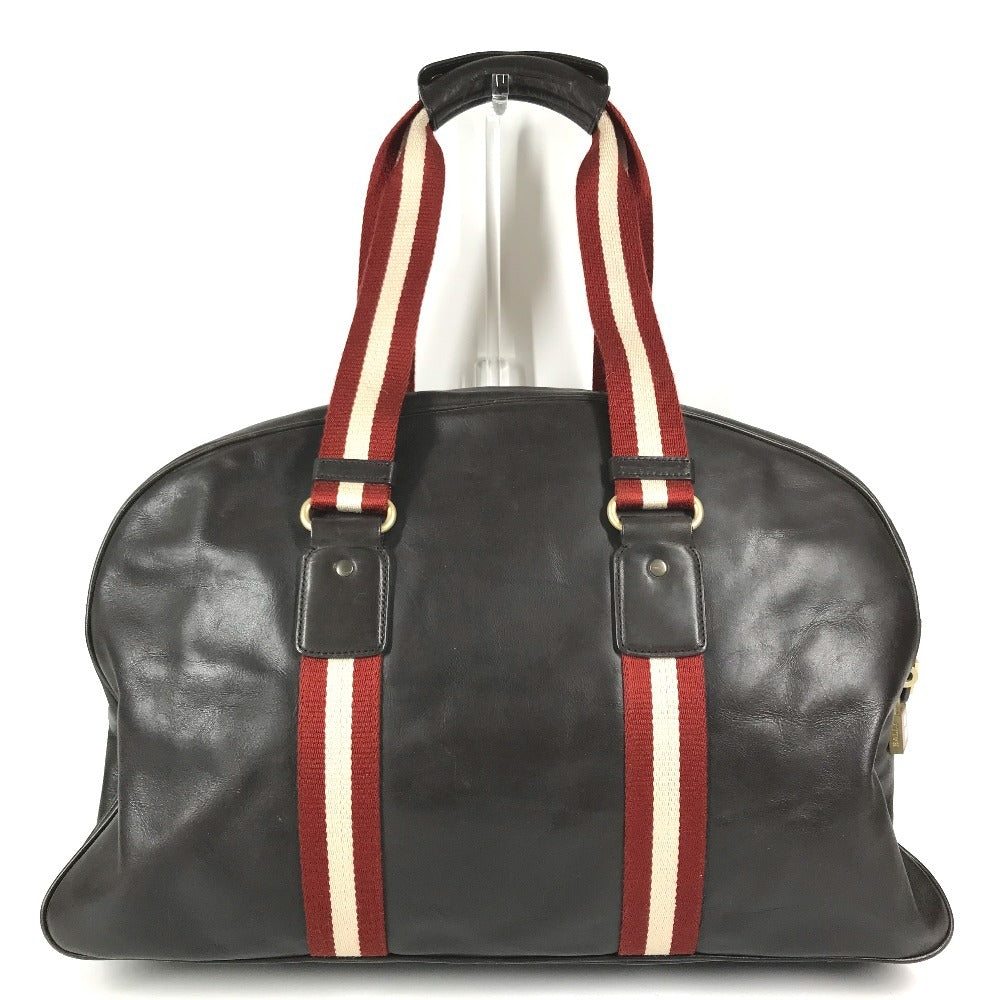 BALLY logo Bag, Tote Bag, Travel Bag, Shoulder Bag Duffle Bag Leather Brown/Red Used