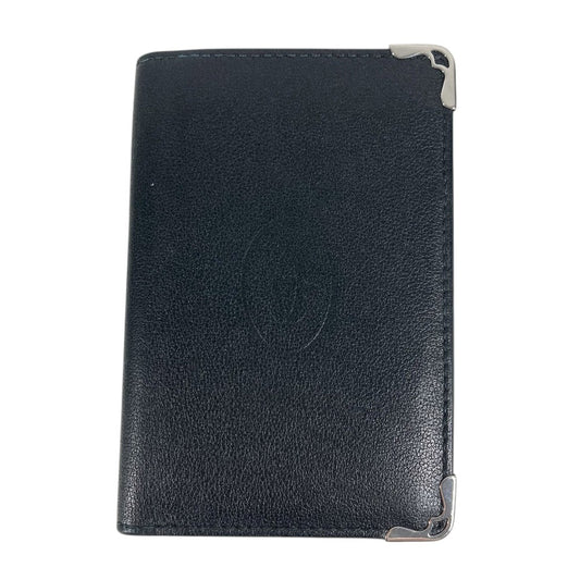 CARTIER Logo Must de Line Pass Case Card Case Card Case Leather Black Used