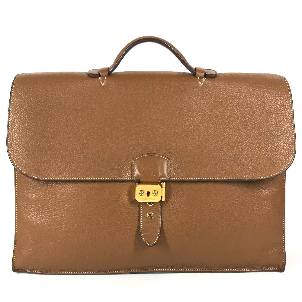 HERMES Sac à de Peches 41 Sac à de Peches 41 Handbag, flap briefcase, document bag Business bag Taurillon Clemence Brown/GoldHardware Used