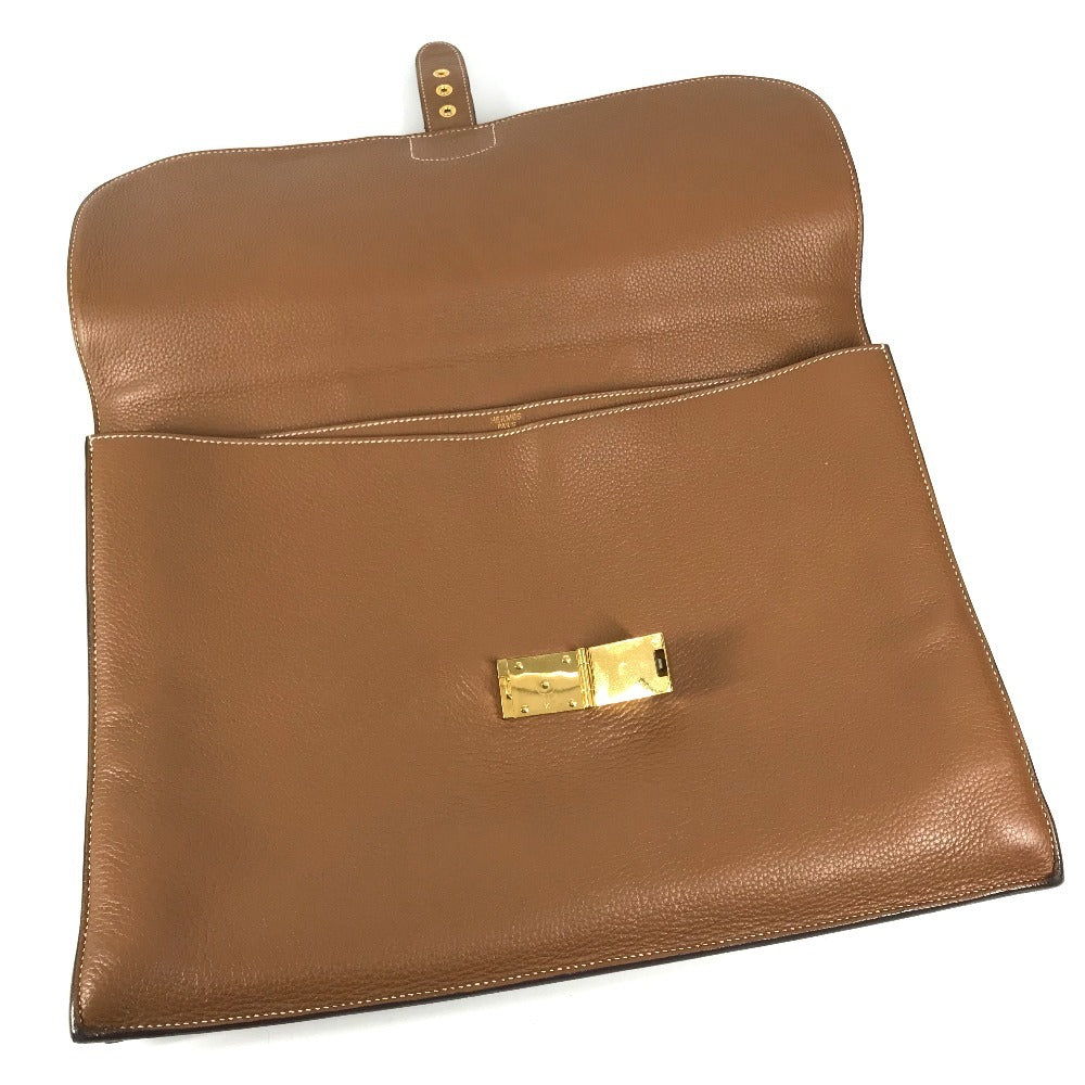 HERMES Sac à de Peches 41 Sac à de Peches 41 Handbag, flap briefcase, document bag Business bag Taurillon Clemence Brown/GoldHardware Used