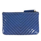 CHANEL CC Logo CC Mark Wallet coin purse Card Case Pouch Patent Leather blue Used