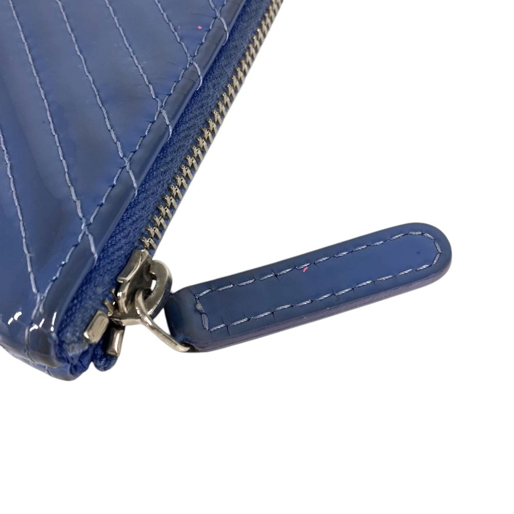 CHANEL CC Logo CC Mark Wallet coin purse Card Case Pouch Patent Leather blue Used